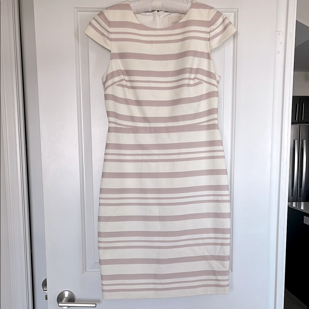 J. Crew cream and blush Sheath Mini Dress Cap Sleeve